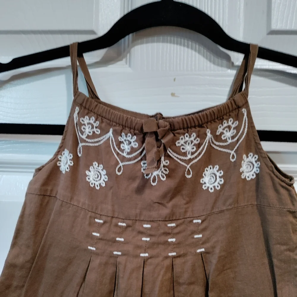 Baby Gap brown embroidered tank dress size 3 yrs.